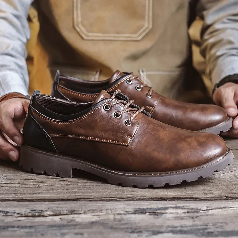 Herrskor Läder Casual Stil med Gummisula för Vardag och Fritid 10