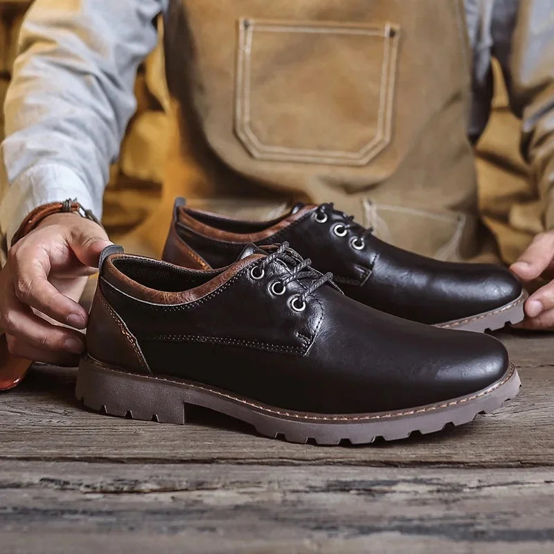 Herrskor Läder Casual Stil med Gummisula för Vardag och Fritid 8