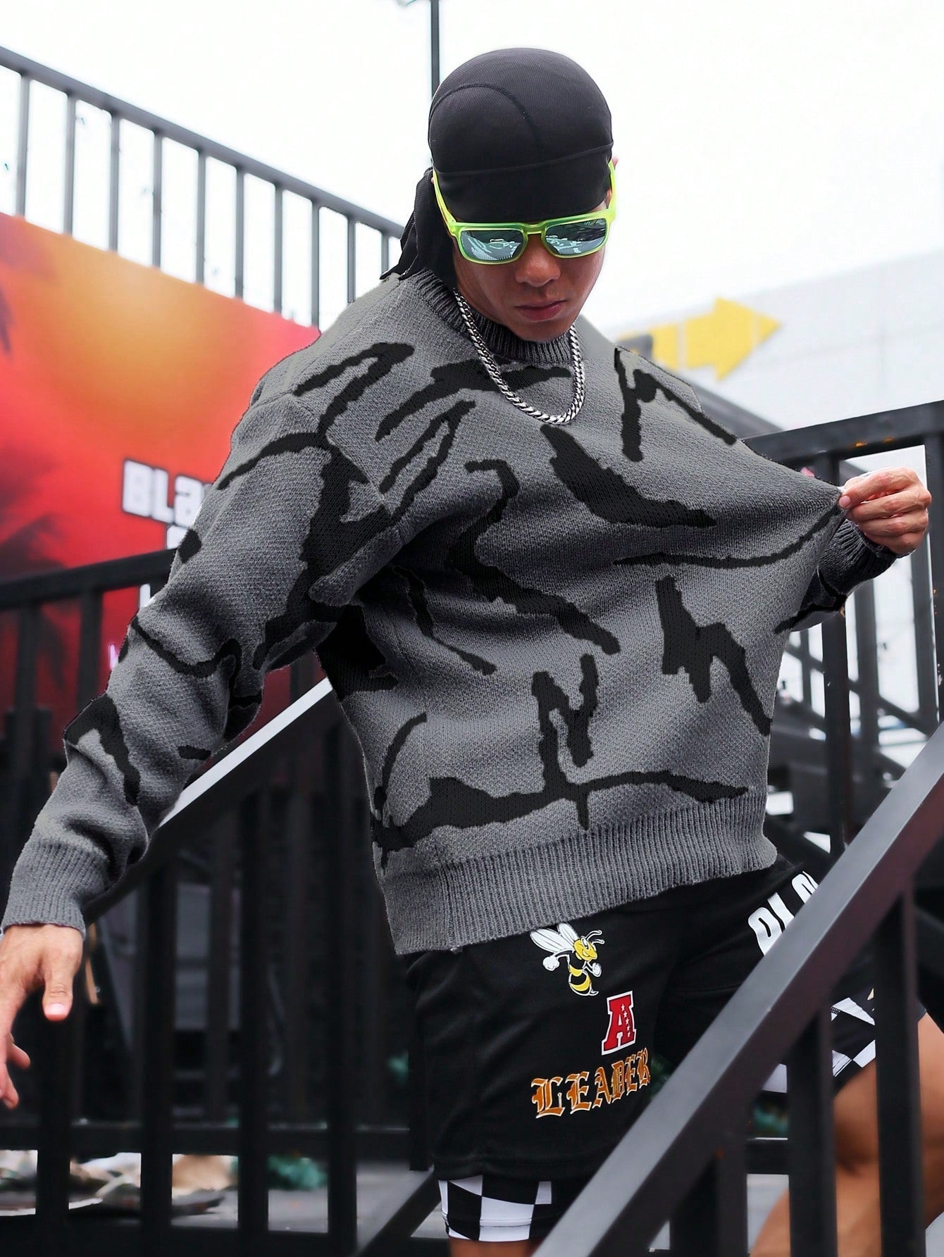 Herrtröja Casual med Geometriskt Mönster 8