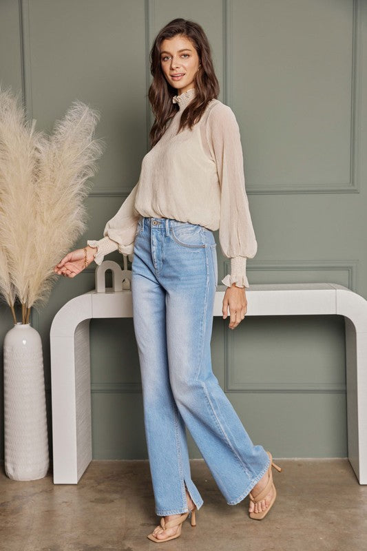 Högmidjade 90-tals Flared Jeans Ljus Denim 0