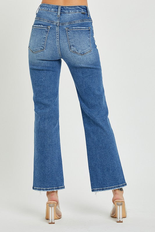 Högmidjade Raka Jeans för Damer Mörk Denim 4