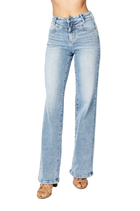 Högmidjade Retro Jeans för Damer i Medium Denim 0