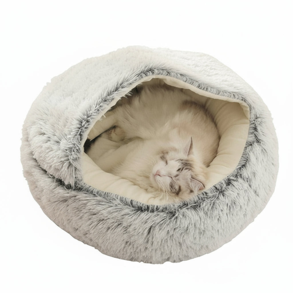 Hund- och kattgrotta med huva för inomhusbruk 0