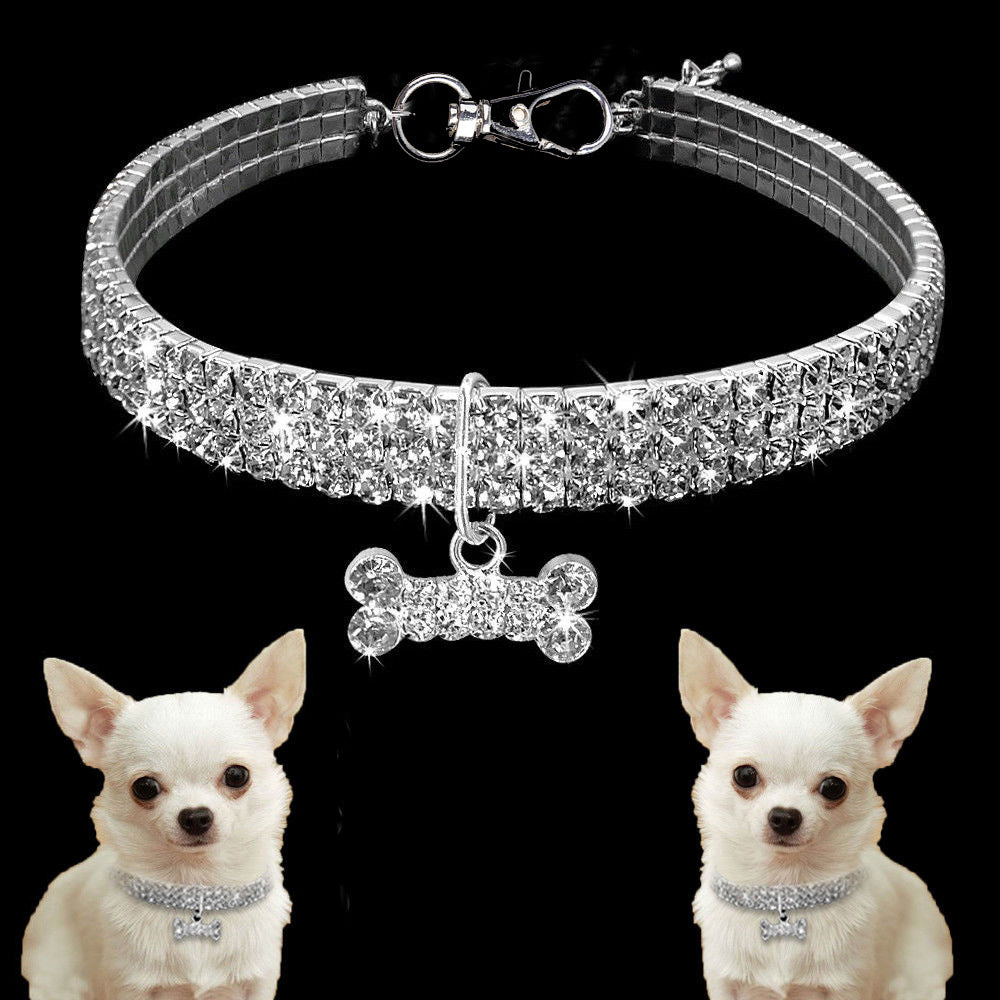 Husdjurshalsband Bling Detaljer Glamourös Design för Små Hundar och Katter 3