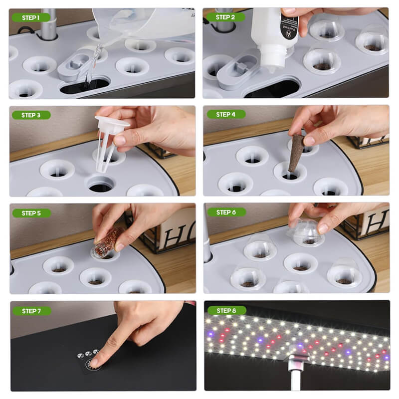 Hydroponiskt Odling Kit Inomhus med 12 Odlingsbaljor 4