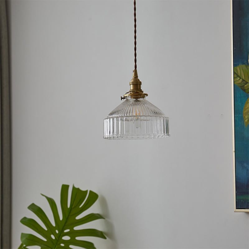 Industriell Pendellampa med Räfflat Glas 1