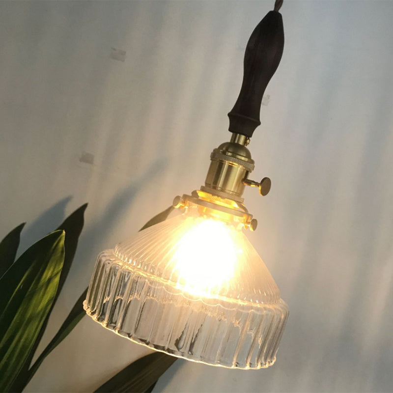 Industriell Pendellampa med Räfflat Glas 2