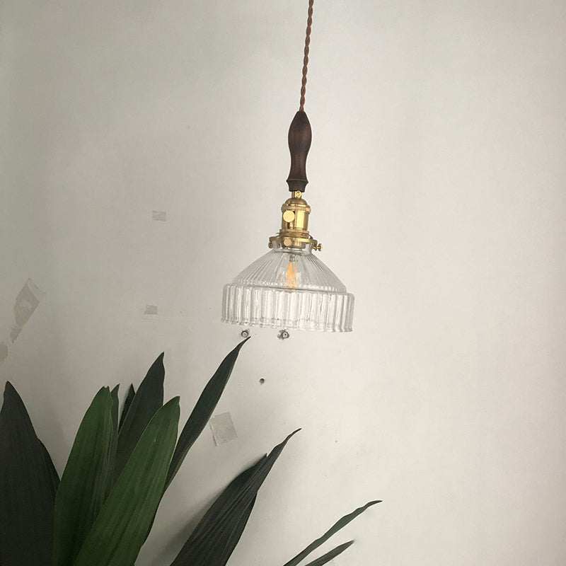Industriell Pendellampa med Räfflat Glas 4