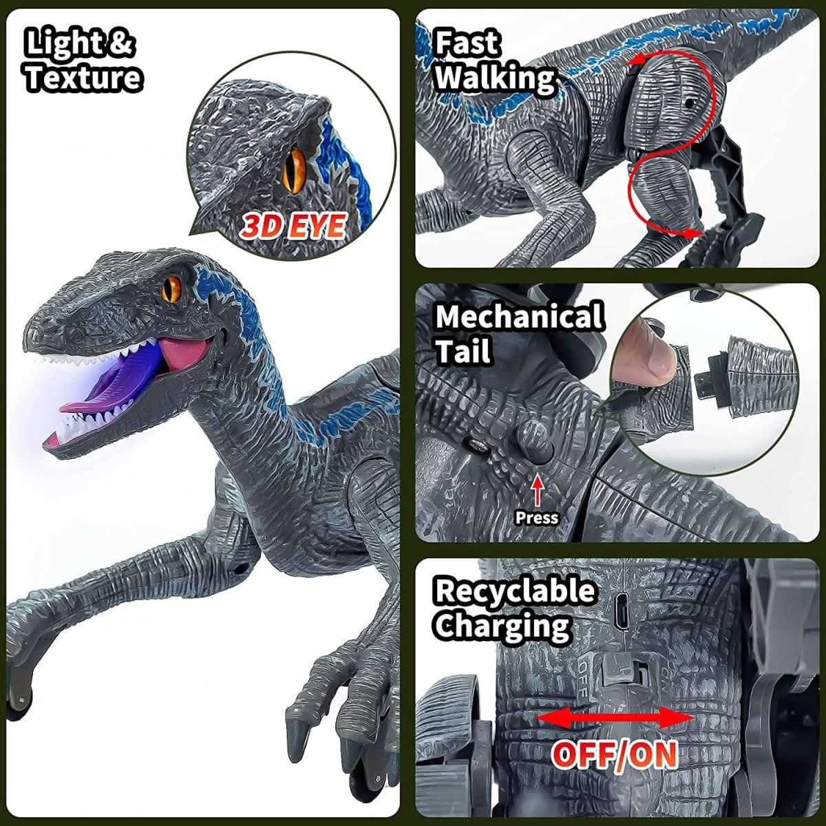 Interaktiv Dinosaurie med Ljus och Ljud för Barn 5