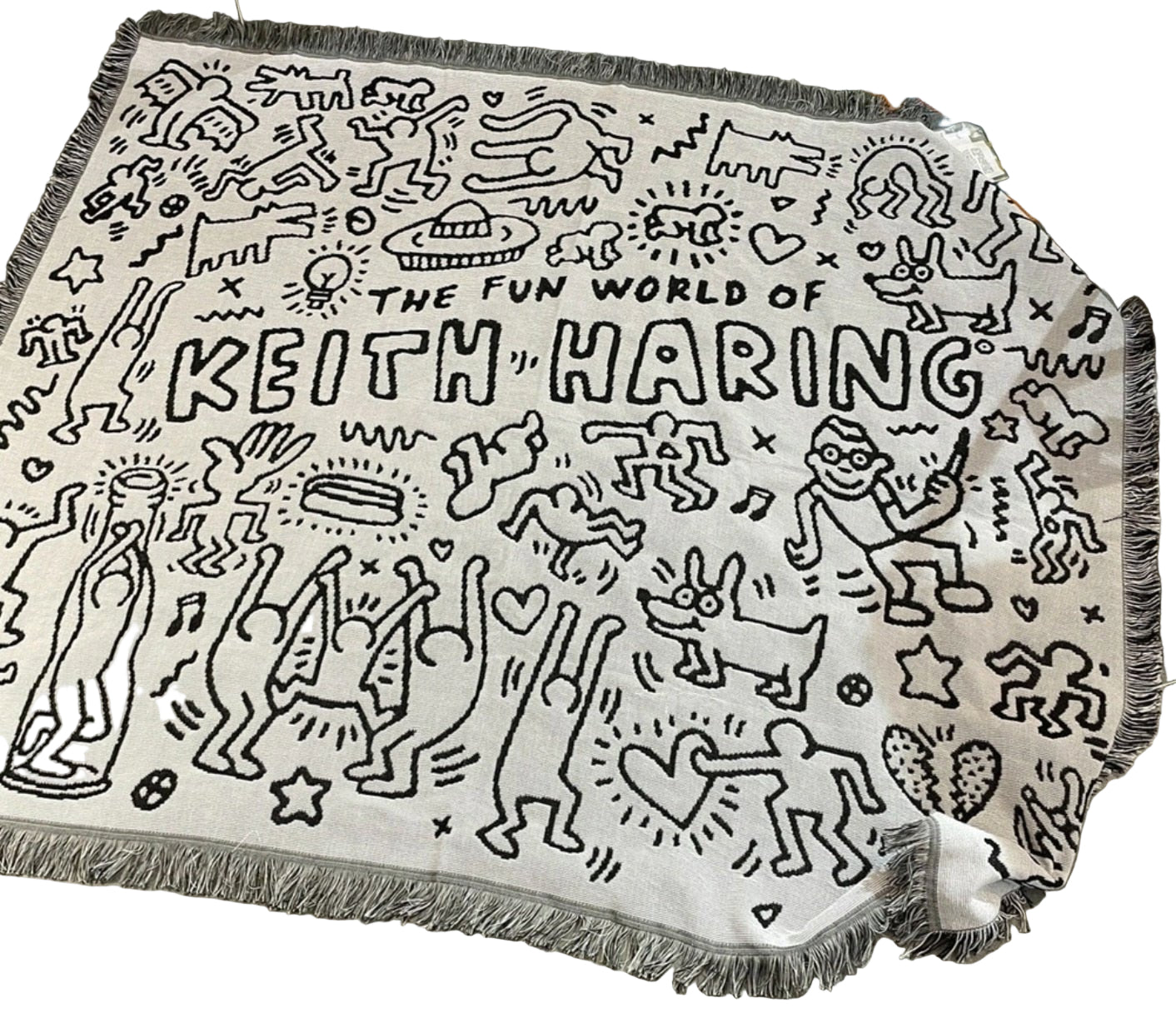 Kastfilt med Animerat Pusselmönster och Tofsar 0