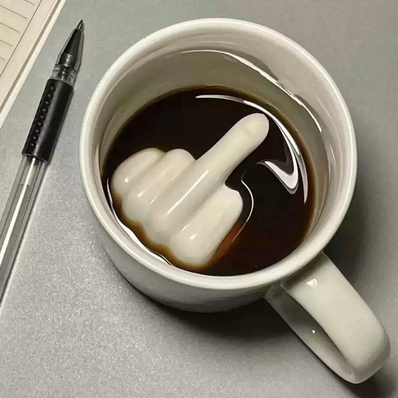 Keramikkopp med Långfinger Design Rolig 0
