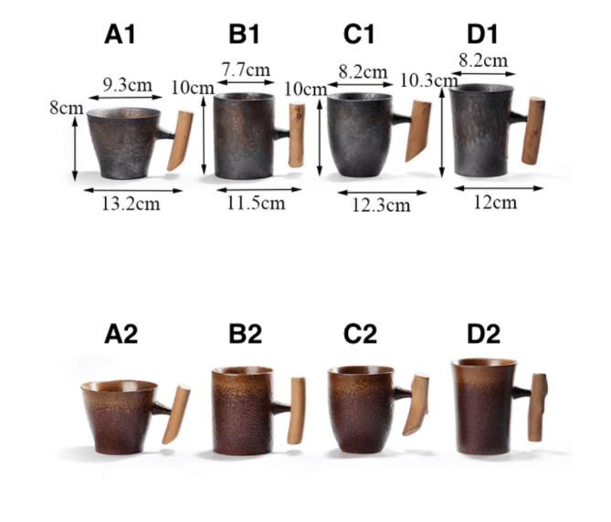 Keramisk Kaffemugg med Trähandtag i Japansk Stil 0