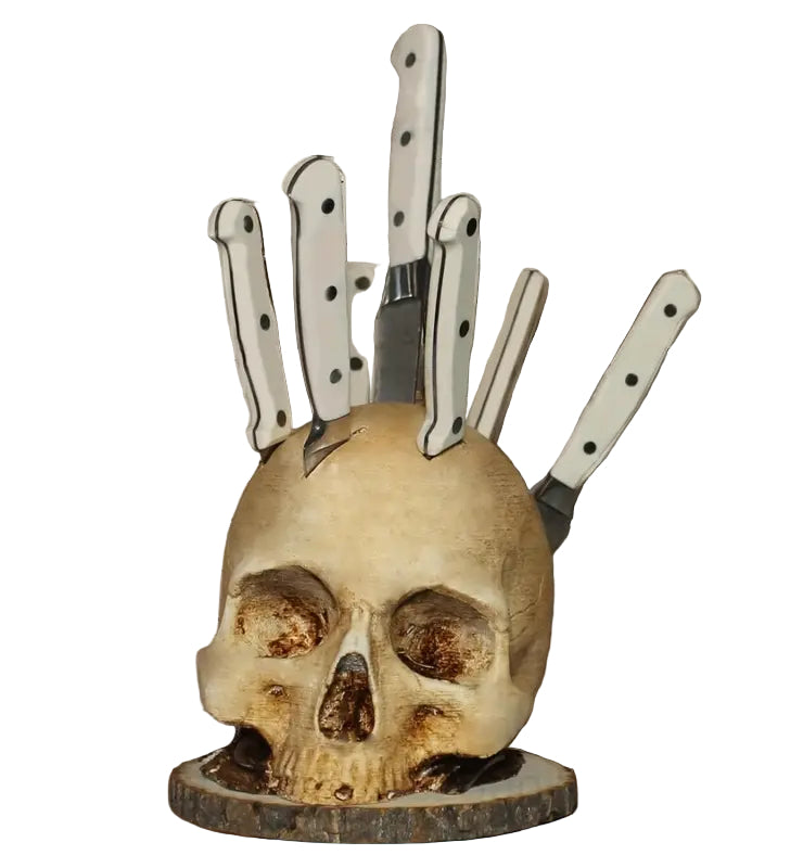 Knivhållare Skalle Design För Köket Unik Dekorativ Funktionell 3