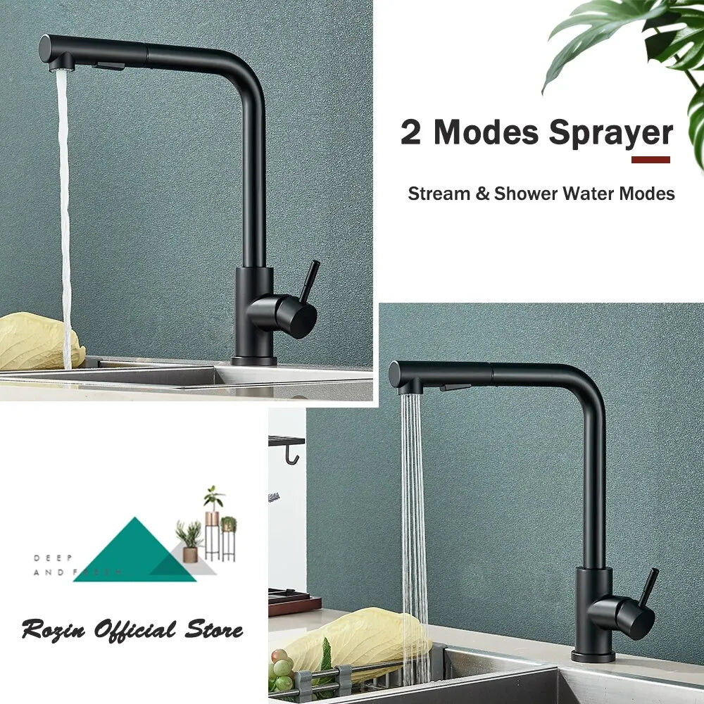 Köksblandare Utdragbar Svart Modern Design 1