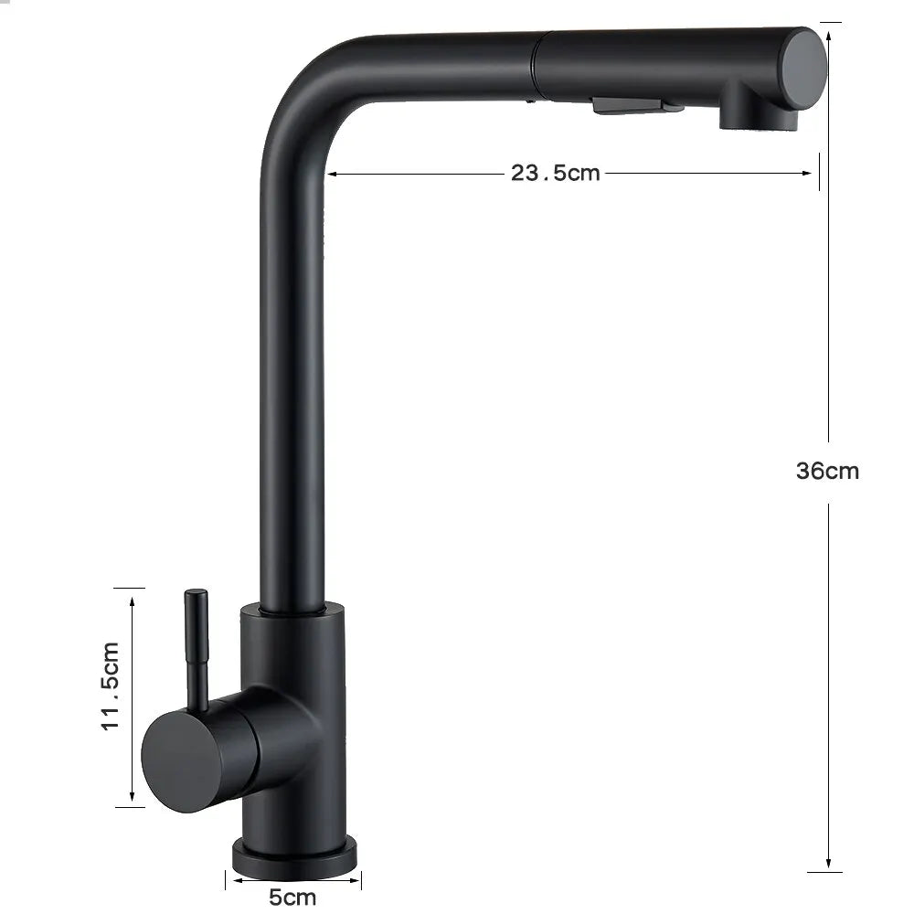 Köksblandare Utdragbar Svart Modern Design 5