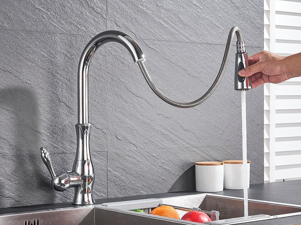 Kökskran Infällbart Duschhuvud Modern Design Utdragbar 4