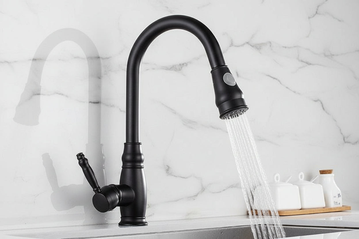 Kökskran med Infällbar Dusch och Dubbelfunktion 0