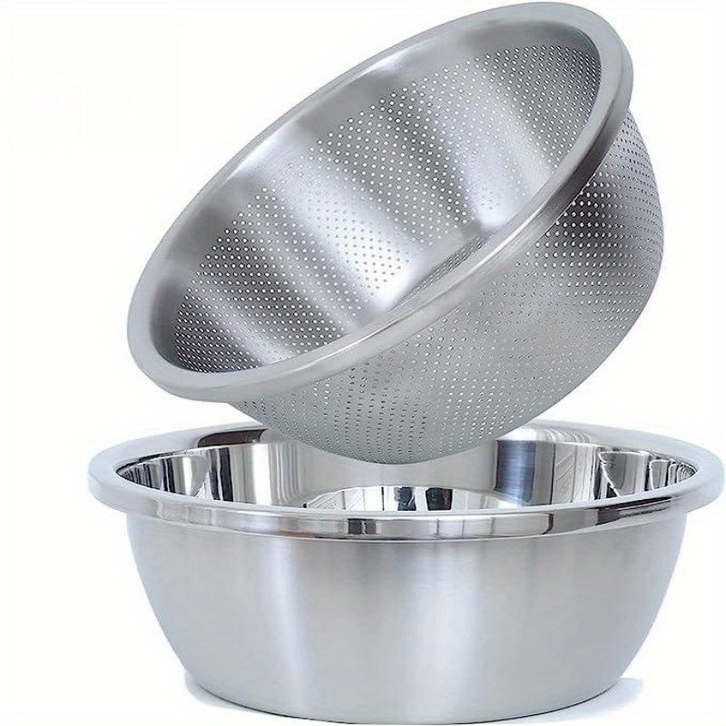 Köksset med Rostfritt Stål - Durkslag och Blandningsskål 0