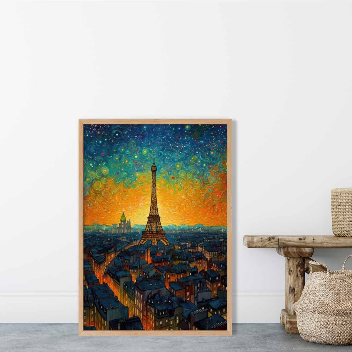 Konsttryck av Paris vid solnedgången 1