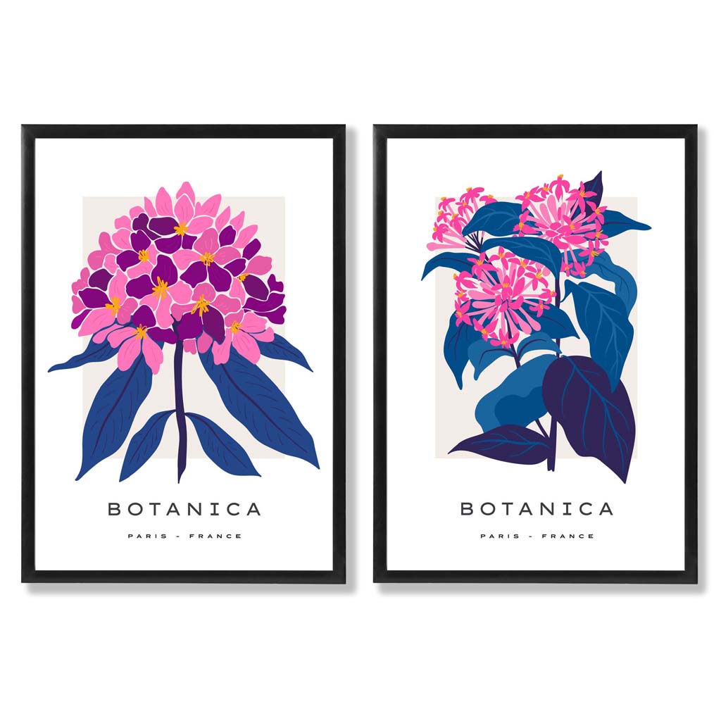 Konsttryck med Blommotiv - Set med 2 Inramade Tavlor 0