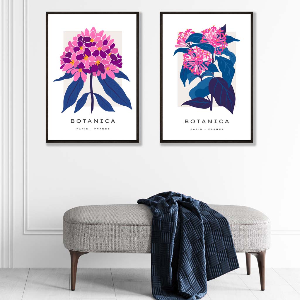 Konsttryck med Blommotiv - Set med 2 Inramade Tavlor 1