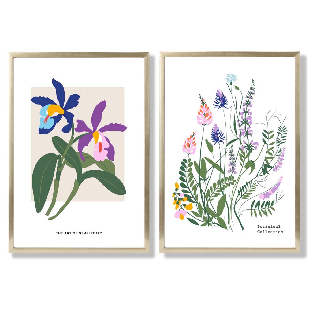 Konsttryck med Färgglada Vårblommor - Sätt med 2 Inramade Tavlor 8