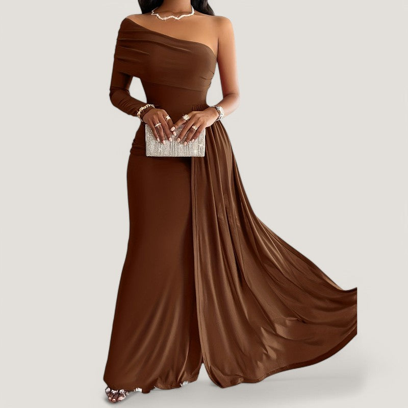 Kvinna Asymmetrisk Klänning Bodycon Polyester Maxi Länge 1