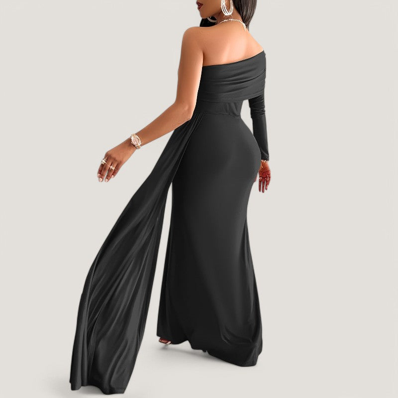 Kvinna Asymmetrisk Klänning Bodycon Polyester Maxi Länge 3