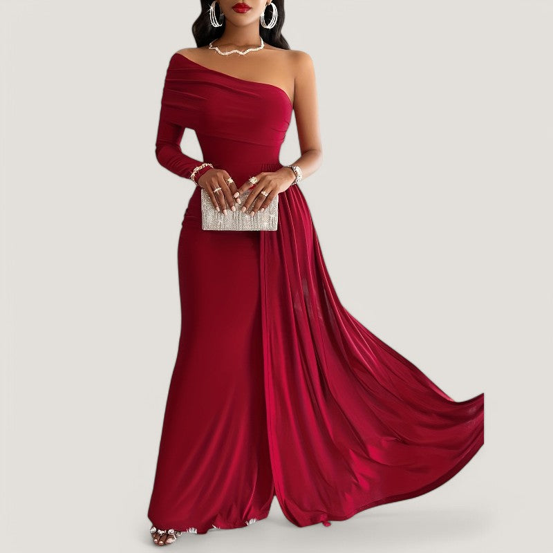 Kvinna Asymmetrisk Klänning Bodycon Polyester Maxi Länge 6