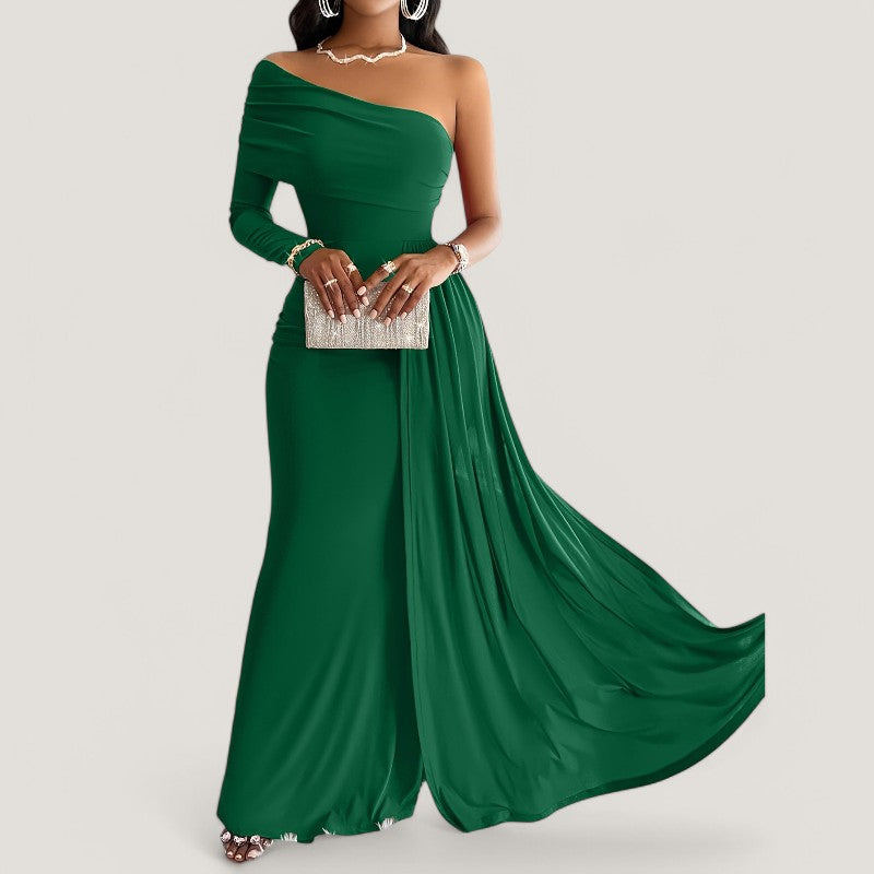 Kvinna Asymmetrisk Klänning Bodycon Polyester Maxi Länge 7