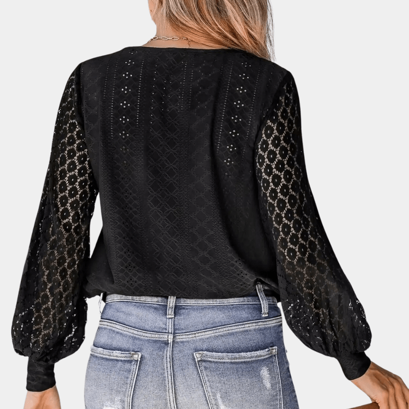 Kvinna Blus V-ringad Spets 5