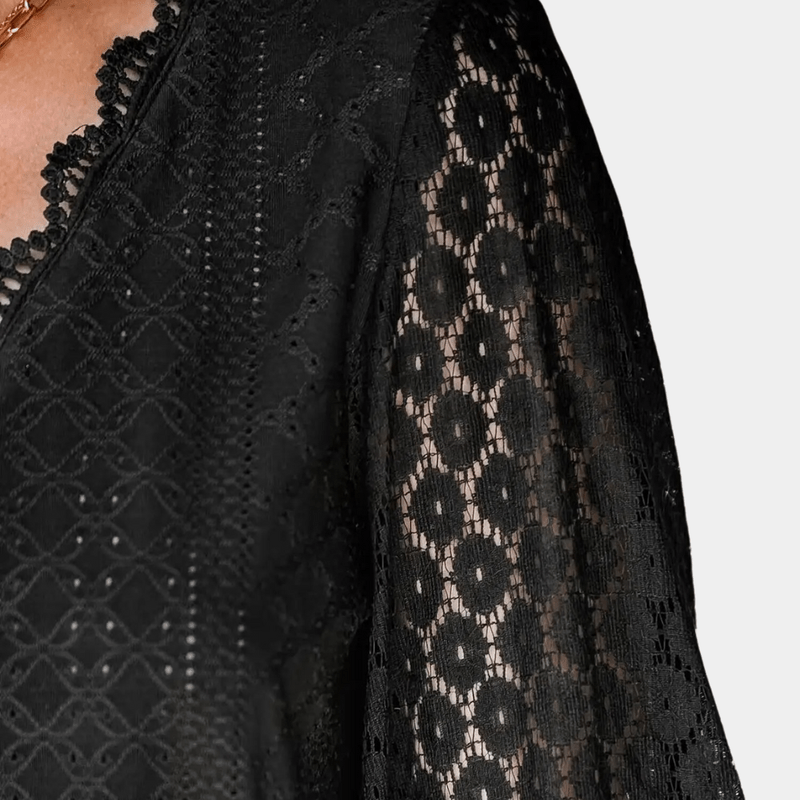 Kvinna Blus V-ringad Spets 6