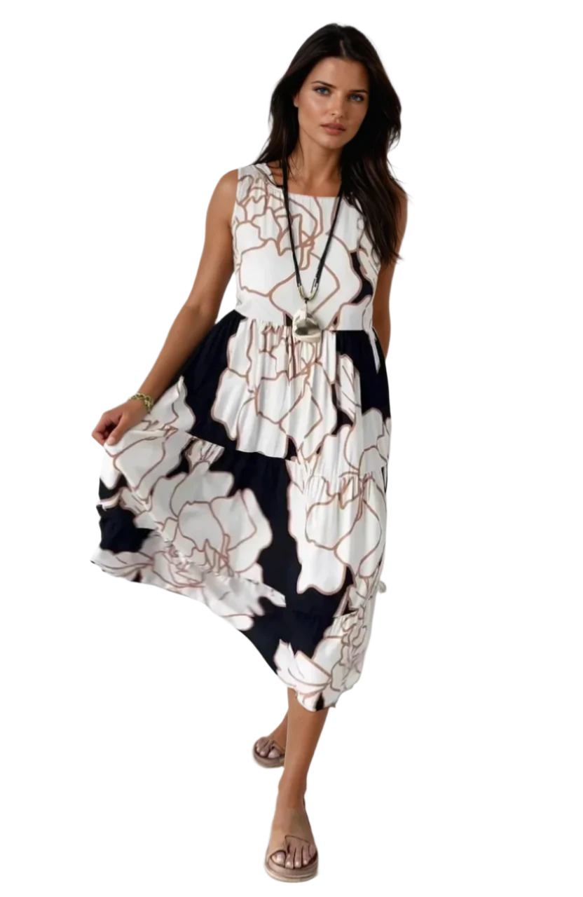 Kvinna Klänning Blommig Design Elegant 0