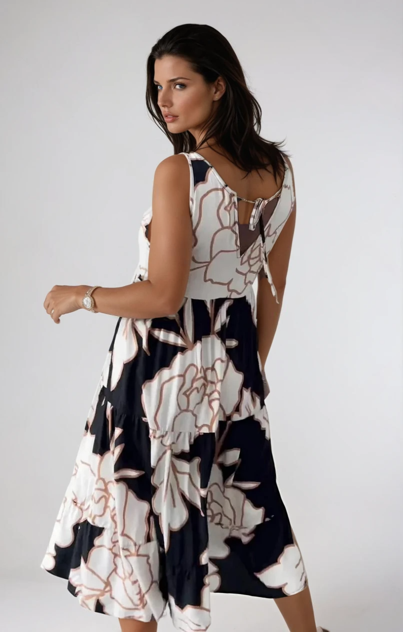 Kvinna Klänning Blommig Design Elegant 1