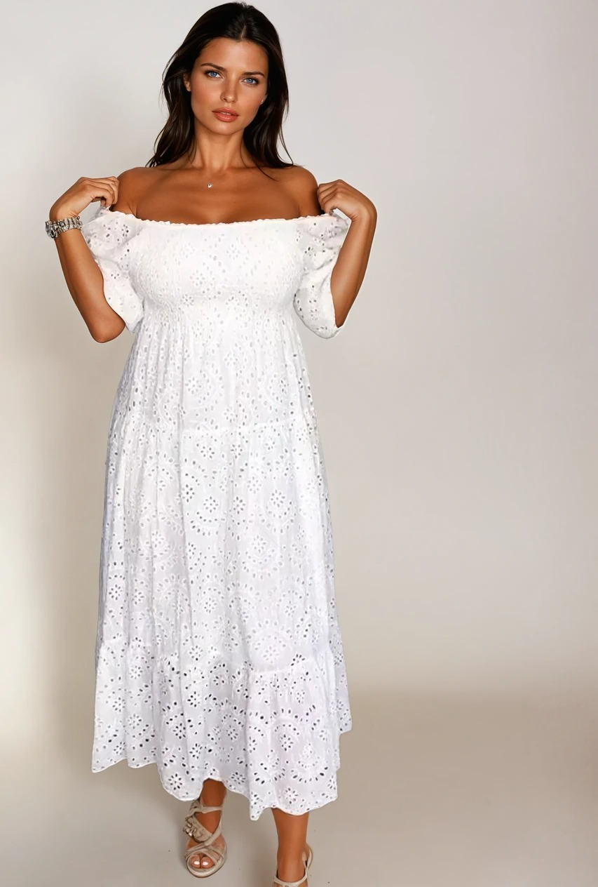 Kvinna Lång Klänning Spets Elegant 1