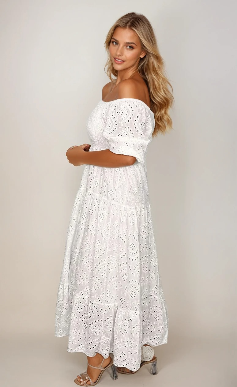 Kvinna Lång Klänning Spets Elegant 2