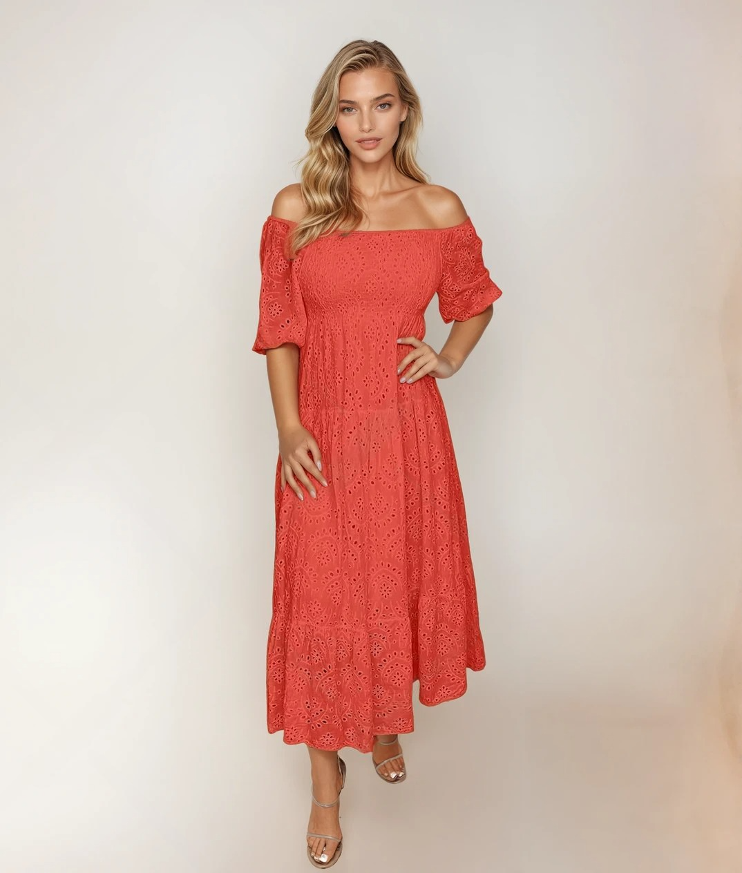 Kvinna Lång Klänning Spets Elegant 3