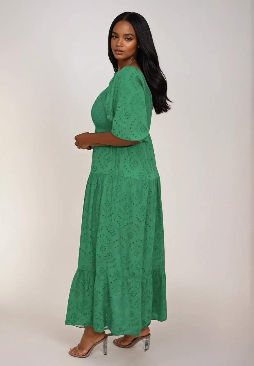 Kvinna Lång Klänning Spets Elegant 6