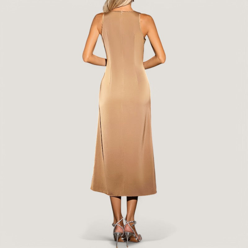 Kvinna Maxi Klänning Utan Ärmar Polyester 4