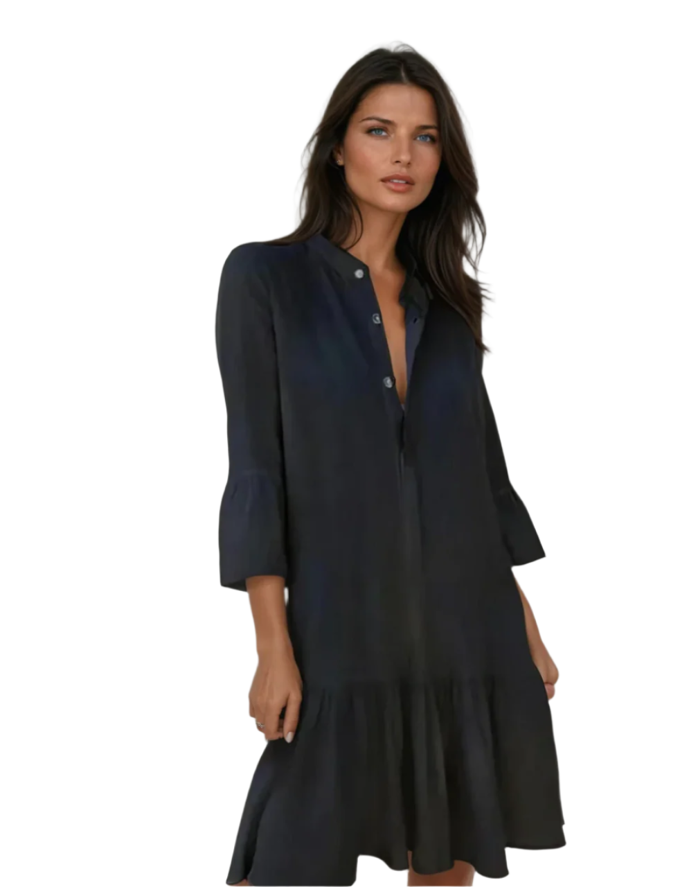 Kvinna Mini Skjortklänning Plisserad 0