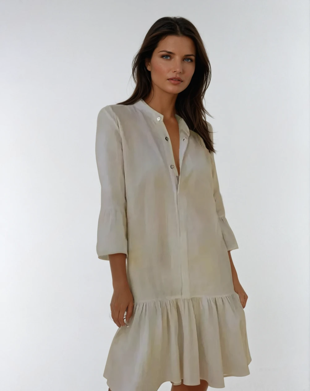 Kvinna Mini Skjortklänning Plisserad 2