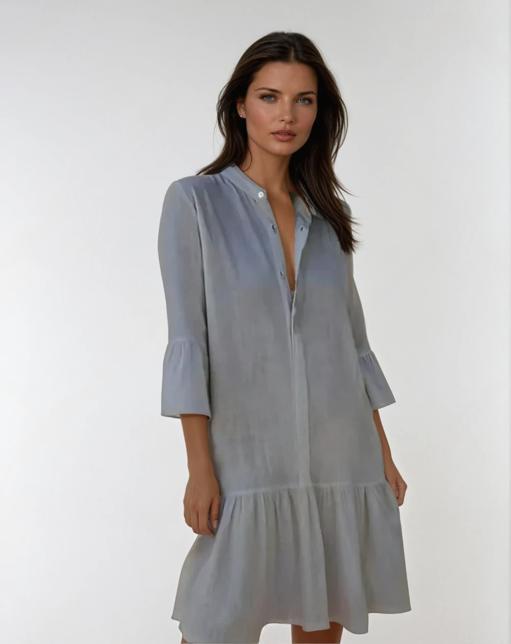 Kvinna Mini Skjortklänning Plisserad 3