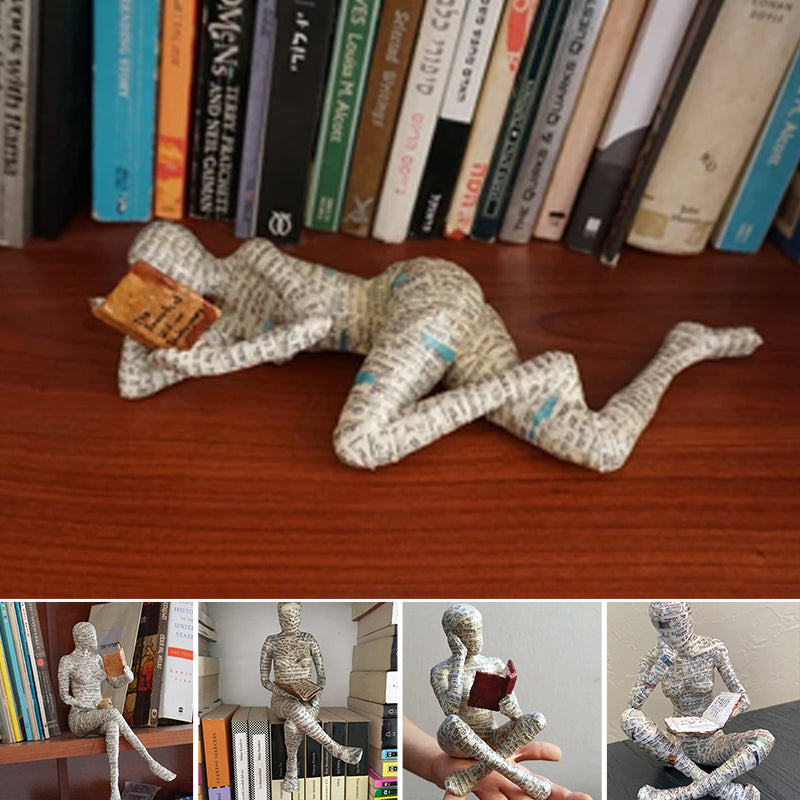Kvinnlig Staty Ornament Läsande Dekoration 4