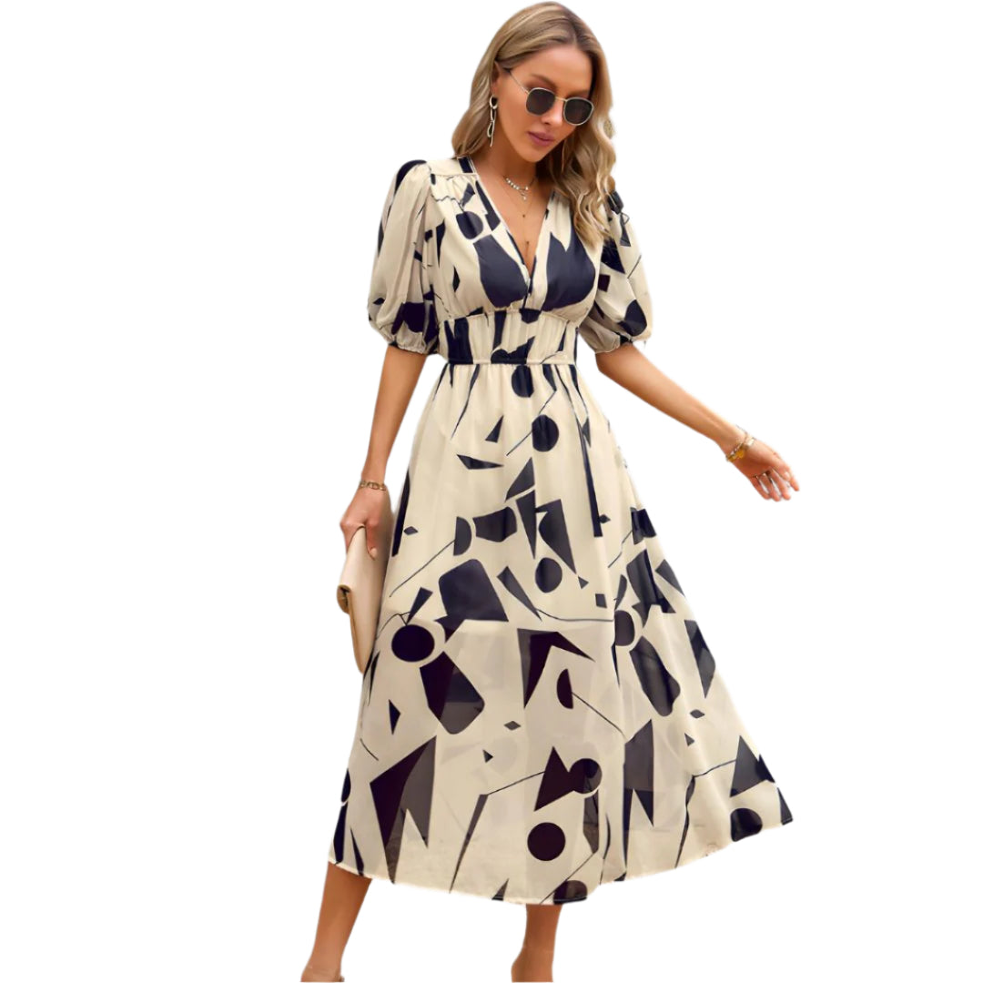 Kvinno V-ringad Klänning Elegant Design 0