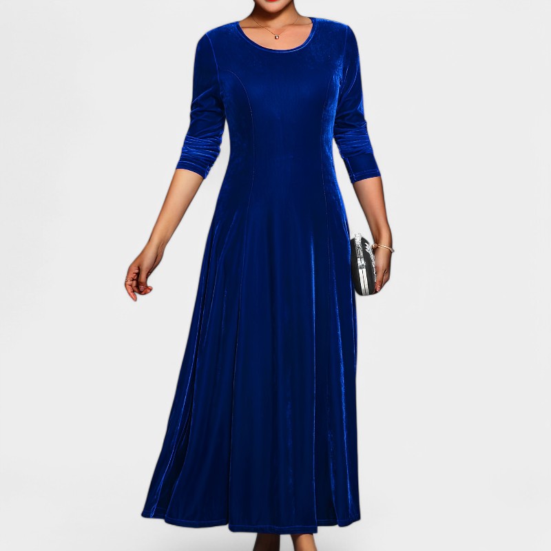 Kvinnor Midi Klänning Långärmad Polyester A-linjeformad 1