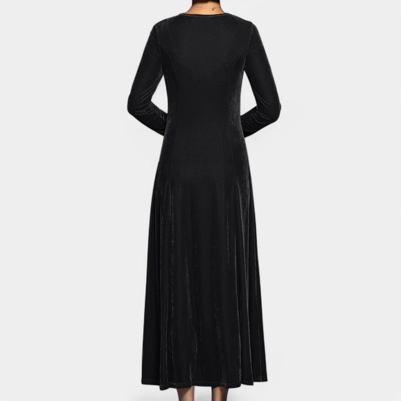 Kvinnor Midi Klänning Långärmad Polyester A-linjeformad 4