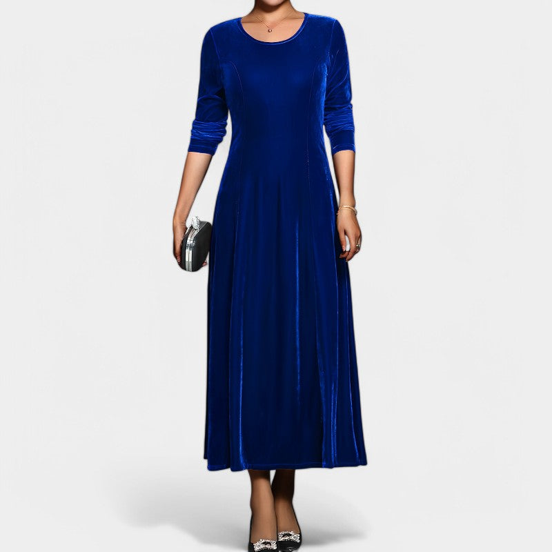 Kvinnor Midi Klänning Långärmad Polyester A-linjeformad 5