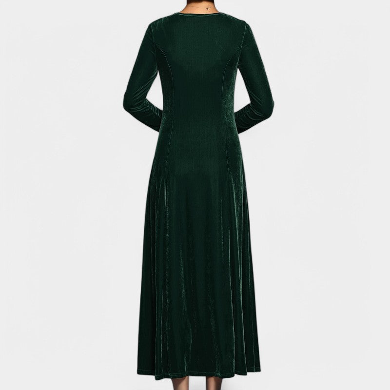 Kvinnor Midi Klänning Långärmad Polyester A-linjeformad 7