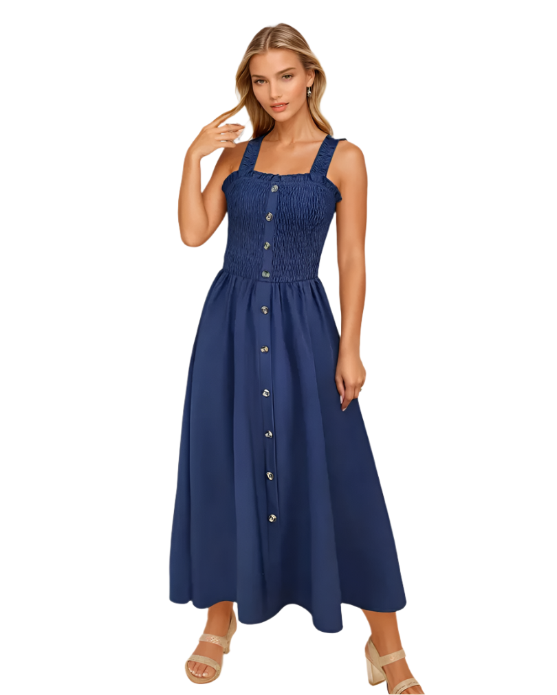 Kvinnors A-Linjeformad Maxiklänning med Shirred Bodice Lättviktsmaterial 0