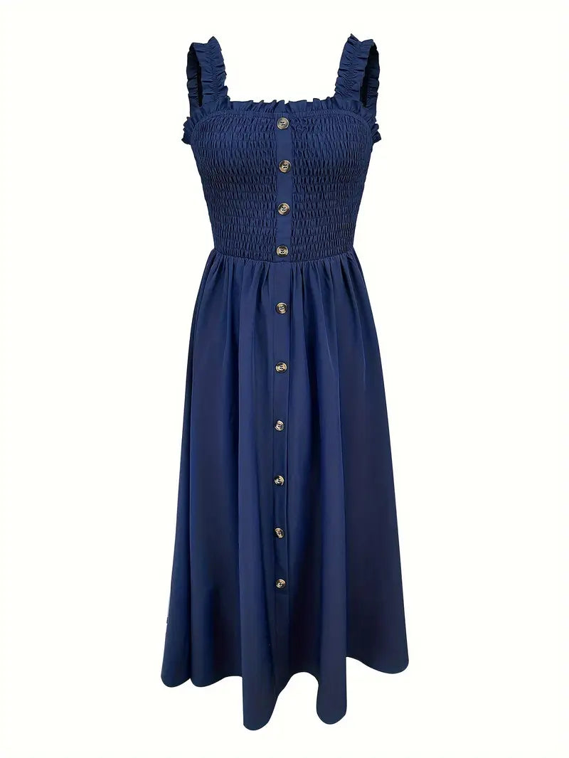 Kvinnors A-Linjeformad Maxiklänning med Shirred Bodice Lättviktsmaterial 2